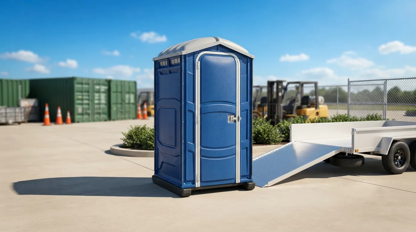 Portable restroom units delivered on a Palm Coast, FL work zone